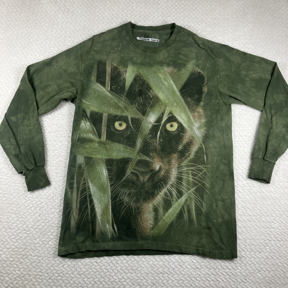 The Mountain Mens Medium Panther Long Sleeve Shirt Jungle Wildlife Distressed